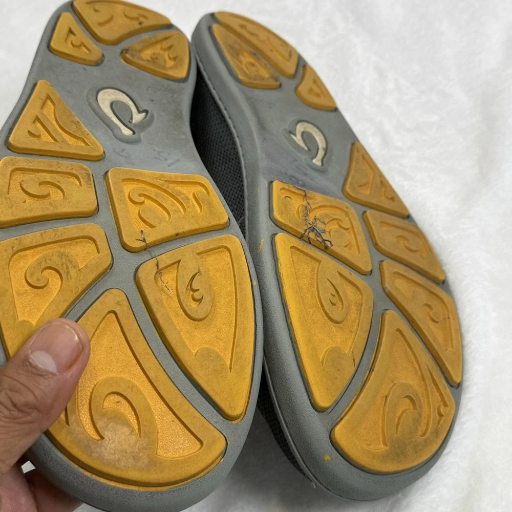 OluKai Nohea Mesh Shoes Mens 10.5 Gray Orange Slip On Loafers 10188-4242